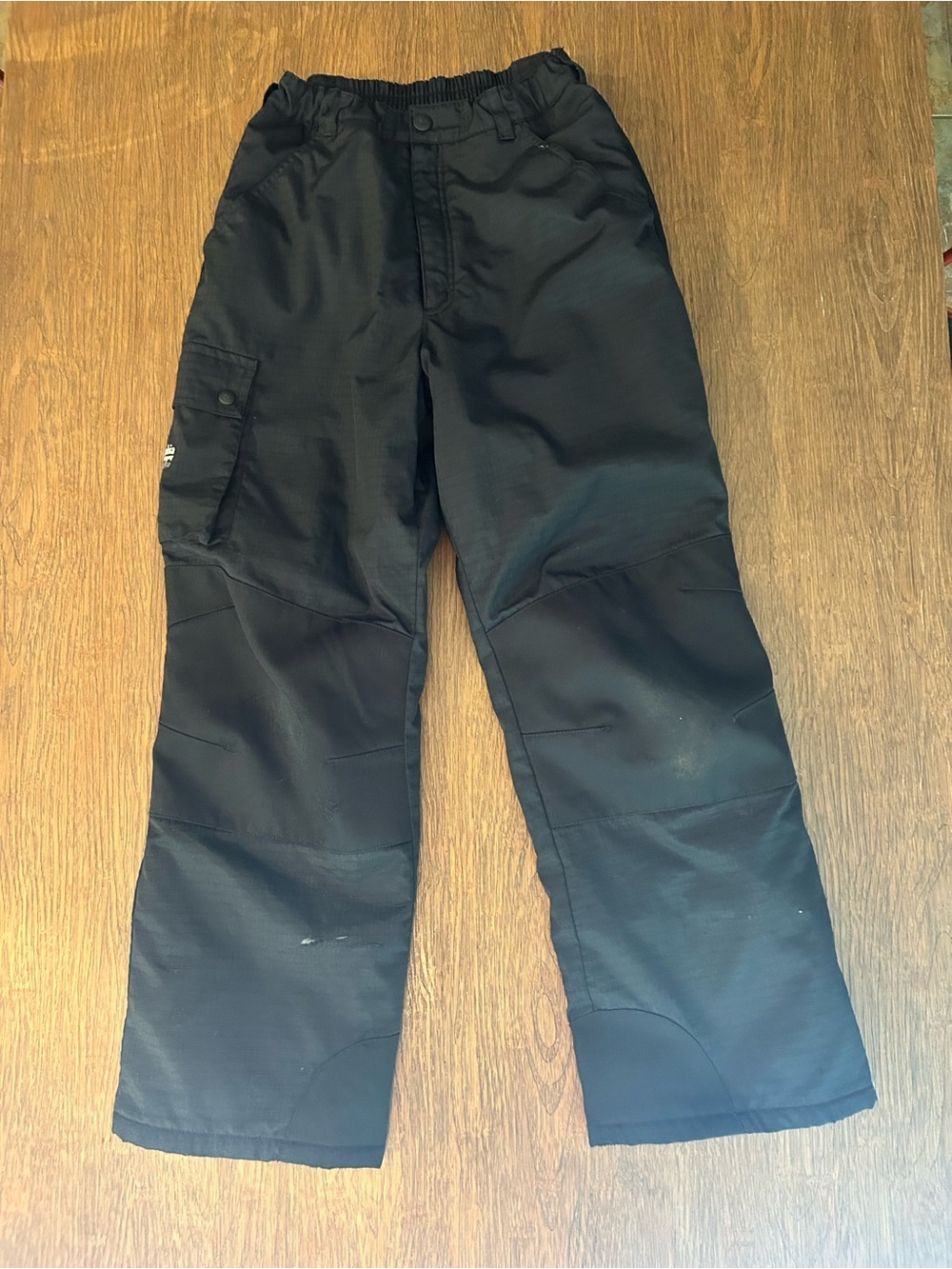 Kids Black Cargo Snow Pants - Durable Cold-Weather Bottoms